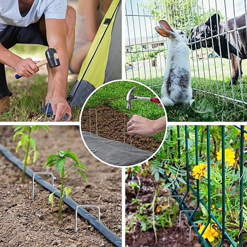 HongWay 120 Pack 6 Inch Landscape Staples 11 Gauge Garden Staples Galvanized ...