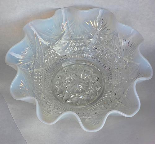 Dugan glass Co. Opalescent Dragon Lady bowl