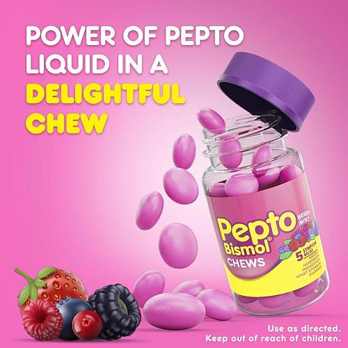 Pepto Bismol Chews Fast and Effective Digestive Relief from Nausea Heartburn ...