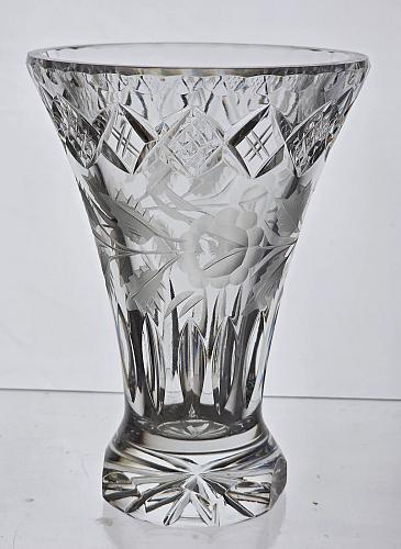 CUT GLASS VASE plus wheel cut