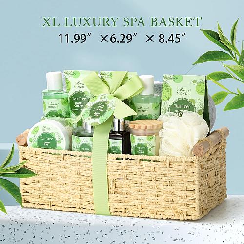 Spa Gift BasketTea Tree Bath Spa Gift Set with Shower Gel Bubble Bath Hand Cr...