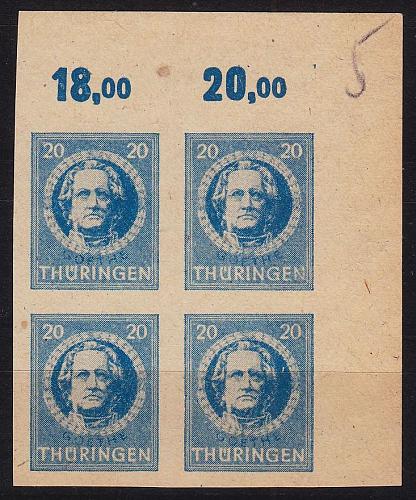 GERMANY Alliiert SBZ [Th&uuml;ringen] MiNr 0098 BY ( **/mnh ) [01] 4er