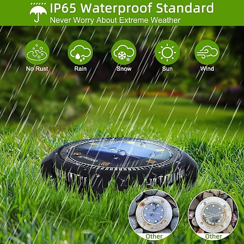 GREPRO Solar Ground Light 12 Packs 10 LED Solar Outdoor Lights Waterproof for...