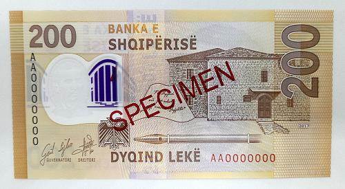 Albania Polymer Specimen 200 Leke 2017. UNC