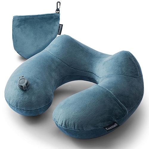 Keemall Inflatable Travel Neck Pillow for Airplane Sleeping Blow Up Neck Supp...