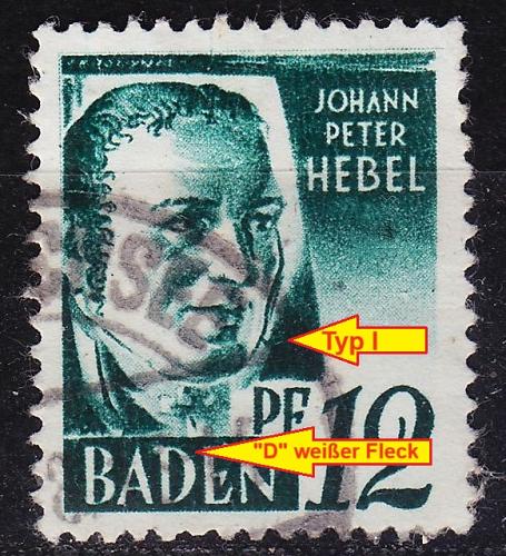 GERMANY Alliiert Franz. Zone [Baden] MiNr 0004 yv I VI ( O/used ) [01] Plattenfehler