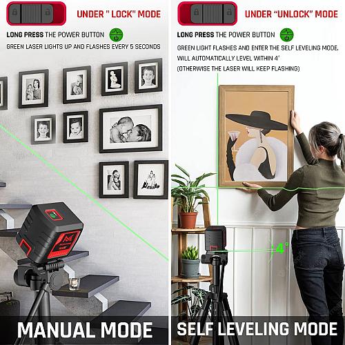Motovera Laser Level 100 feet Self Leveling Laser Level Green Cross Line Rota...