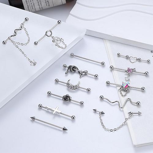 ORAZIO 13PCS Industrial Piercing Jewelry Surgical Steel 14G Industrial Earrin...