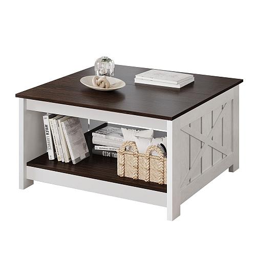 YITAHOME Coffee Table Farmhouse Coffee Table with Storage Rustic Wood Cocktai...