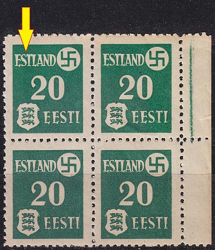 ESTLAND ESTONIA [Besetzung] MiNr 0002 y E2 ( **/mnh ) [06] Plattenfehler