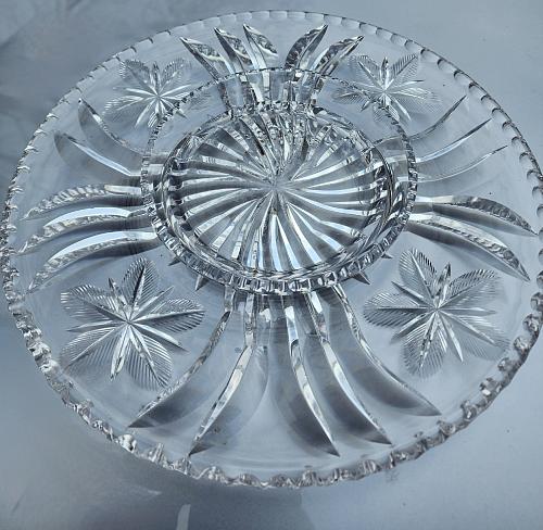 Signed Libbey American Period Cut Glass chip n dip Antique