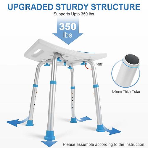 Health Line Shower Chair Stool Seat Adjustable Padded Bench for Seniors Elder...