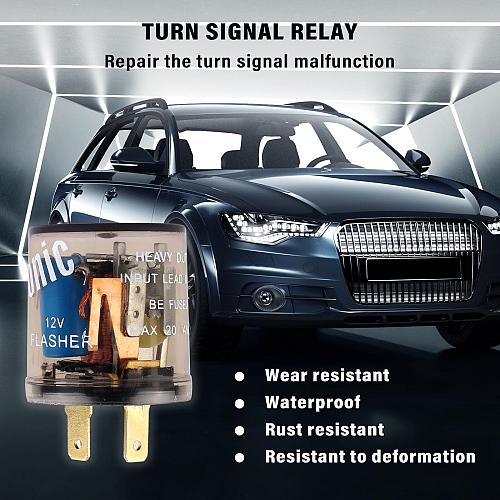 2PCS 12V Flasher RelayHeavy Duty 2-Pin Turn Signal RelayTwo Prong Round Autom...