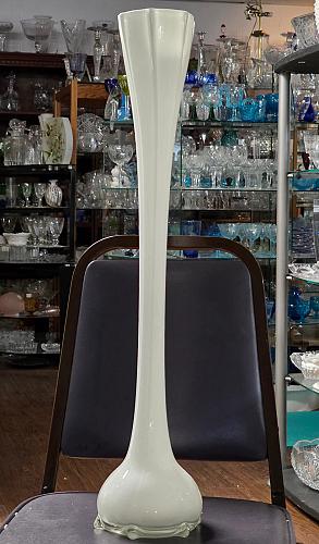 Tall glass white vase - 27.75" high