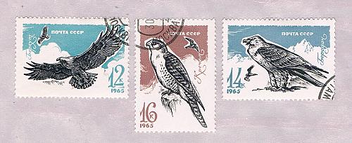 Russia 3129-31 Used Falcons 1965 CV 1.30 (R1136)
