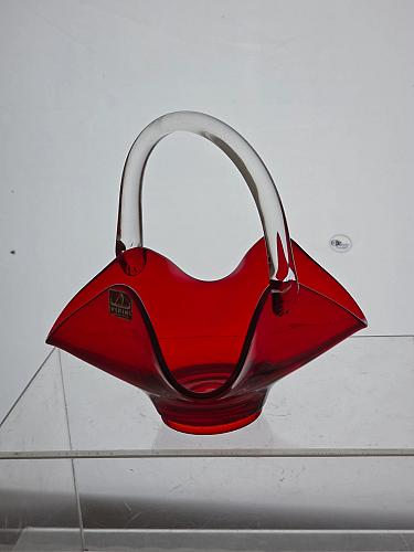 Viking red glass basket