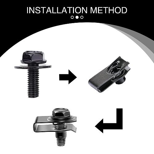 UGSHY 20 PCS Automotive Body Bolt and U-nut Clamp Kit Hood Guard Spiral Bumpe...