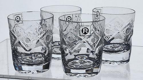Rogaska Hand Cut glass shot glasses 24% lead crystal.4 pieces