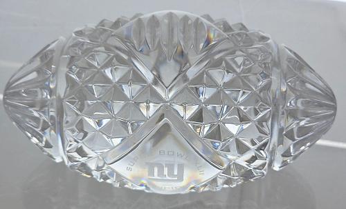 Signed Waterford crystal NY superbowl football paperweight