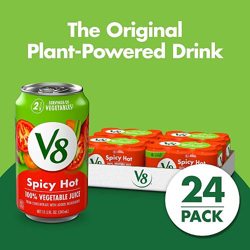 V8 Spicy Hot 100% Vegetable Juice 11.5 fl oz Can 24 Pack