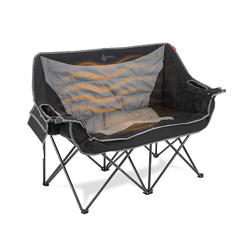 ARROWHEAD OUTDOOR 57" Wide Duo Foldable Heated Camping Loveseat Chair with 3-...