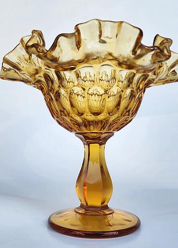 Fenton glass persian medallion lime green compote glows