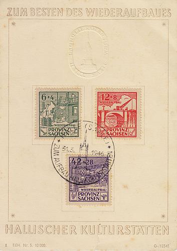 GERMANY Alliiert SBZ [Provinz Sachsen] MiNr 0087-88 ( O/used ) [01] Gedenkblatt