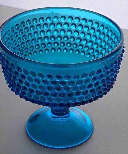 Fenton blue Glass HOBNAIL compote