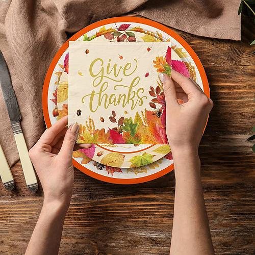 Fall theme Thanksgiving Party Supplies Kit Serve 50 Autumn Harvest Disposable...