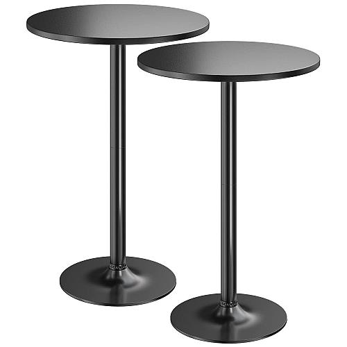 Furmax Bistro Pub Table 2 Pack Round Bar Height Cocktail Table Metal Base MDF...