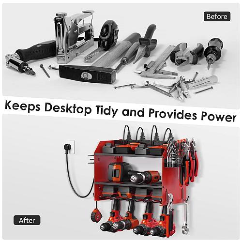 CCCEI Modular Power Tool Organizer Wall Mount with Charging Station. Garage 4...