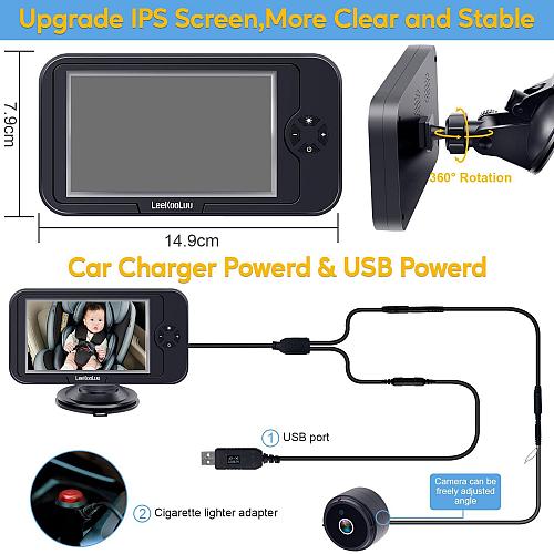 Baby Car Camera for Backseat 1080P - HD Crystal Night Vision Easy to Install ...