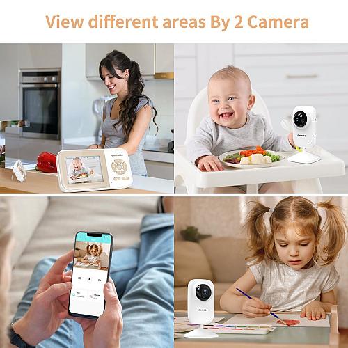 ebemate Video Baby Monitor Camera with 2 Camera2.8" LCD Screen Video & Audio ...