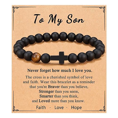 ORISPRE To My Son Cross Bracelet Gifts from Mom Dad Teenage Teen Tween Boys G...