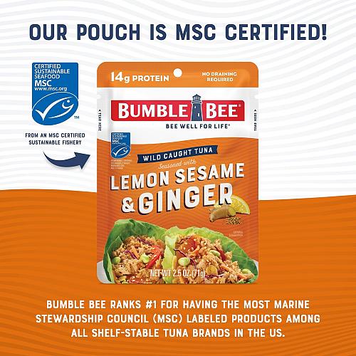 Bumble Bee Lemon Sesame & Ginger Seasoned Tuna 2.5 oz Pouches Pack of 12 - Re...