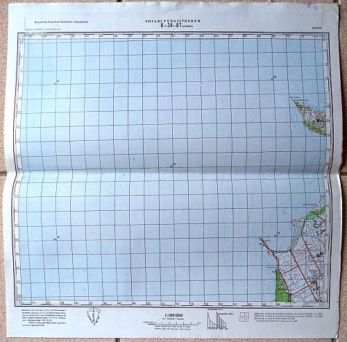 Military Secret Topographic Maps, Vrinasi, Durres, Albania, 1981. 1:100.000