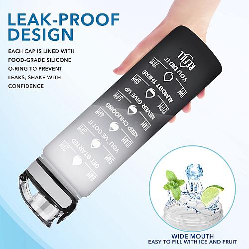 Enerbone 32 oz Water Bottle Leakproof BPA & Toxic Free Motivational Water Bot...