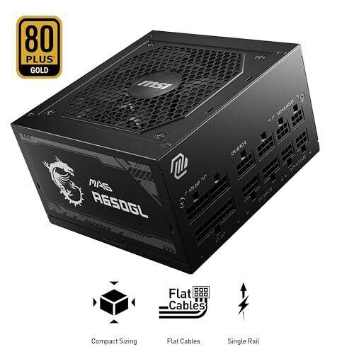 MSI MAG A650GL Gaming Power Supply - Full Modular - 80 Plus Gold Certified 65...