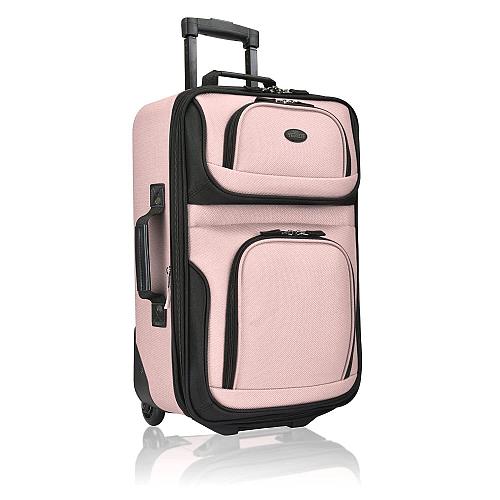 U.S. Traveler Rio Rugged Fabric Expandable Carry-on Luggage Pink Set