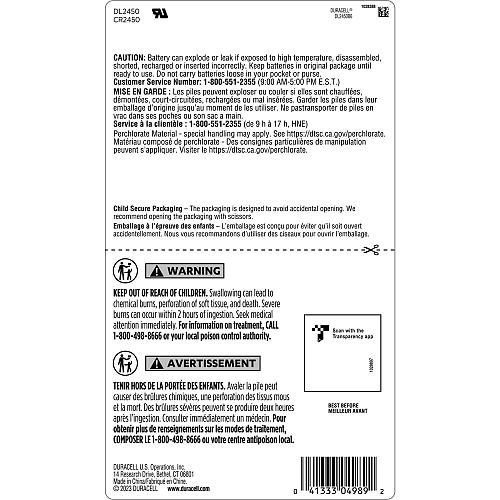 Duracell 2450 Lithium Battery 6 Count Pack of 1 Lithium Coin Battery for Key ...