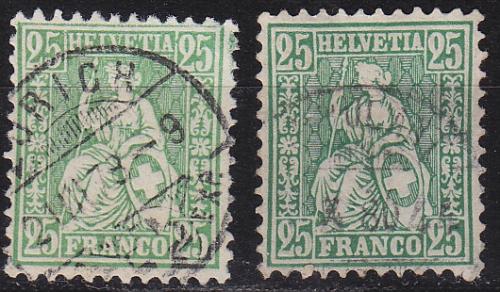 SCHWEIZ SWITZERLAND [1867] MiNr 0032 a ( O/used ) [02] 2 Farben