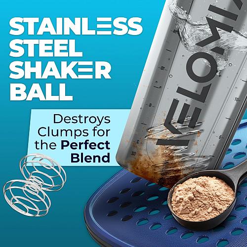 VELOMIX -4 PACK- 28 oz Protein Shaker Bottle for Protein Mixes - 4x Wire Whis...