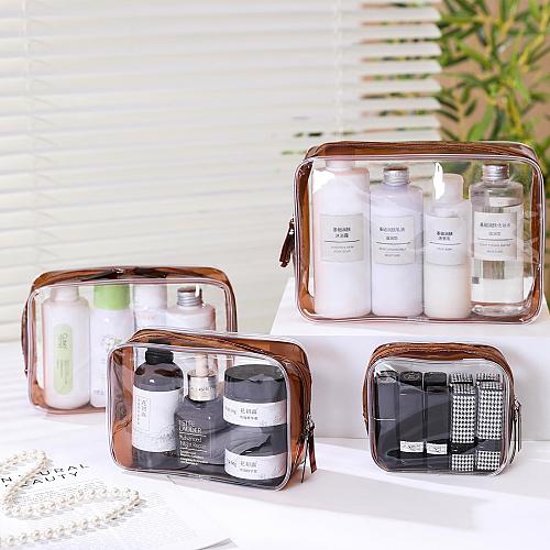 MOTDWKYD 4 Pcs Clear Toiletry Carry Pouch with Zipper Makeup Cosmetic Bag for...