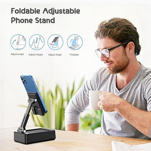 TechGlow Gifts for Men Women Foldable Cellphone Stand with Bluetooth Speaker ...