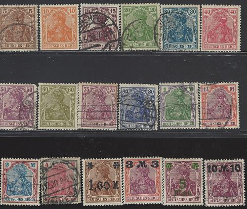 Germany Scott #118-136 Used VF 1920-1921 Set of Stamps CV 30.00