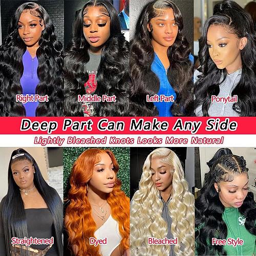 Yilike 28 Inch 13x6 Lace Front Wigs Human Hair Pre Plucked Body Wave HD Lace ...