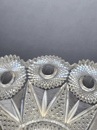 Meriden Theodora cut glass bowl 9" Repaired
