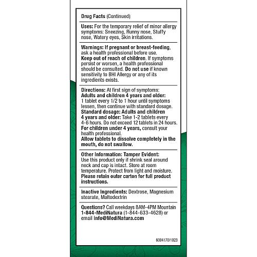 MediNatura BHI Allergy Relief Multi-Symptom Natural Safe Relief of Runny Nose...