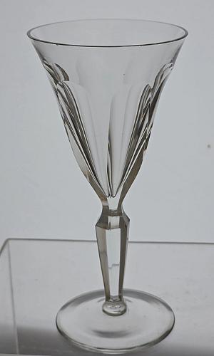 4 Signed Hand Cut Glass panel wine glasses