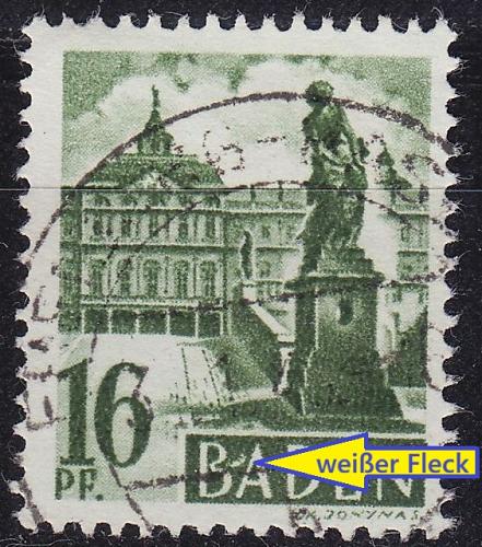 GERMANY Alliiert Franz. Zone [Baden] MiNr 0006 yv Pf I ( O/used ) [01] Plattenfehler